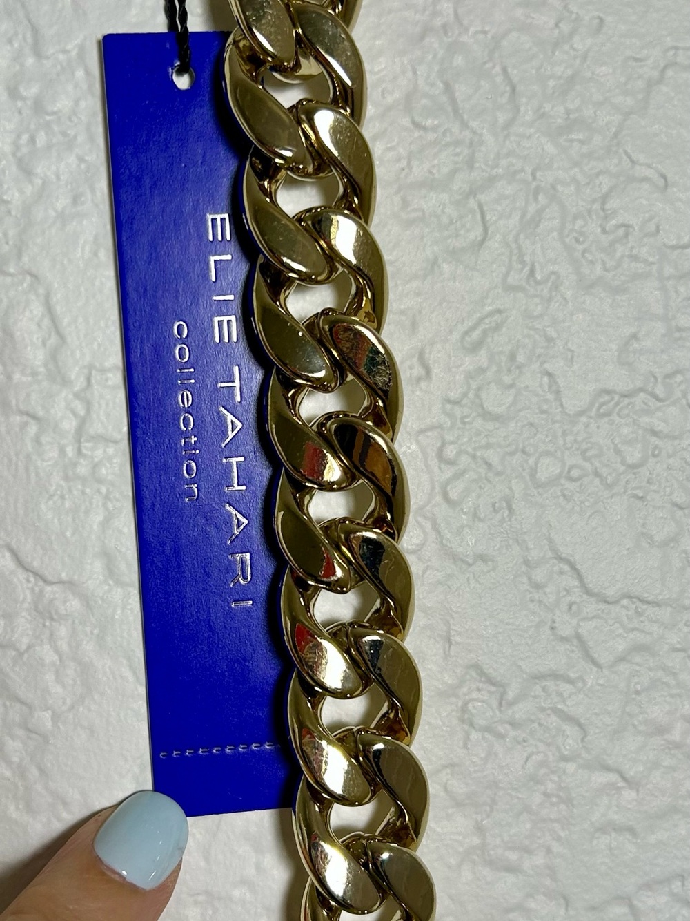NWT Elie Tahari Gold Metallic Leather Chain Belt Made in Italy Small